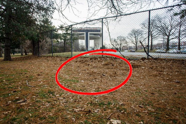 The area where the home is buried