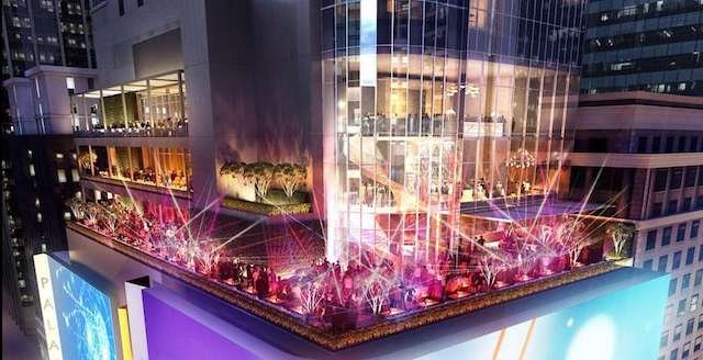 Party with lasers atop TSX Broadway's giant sign.